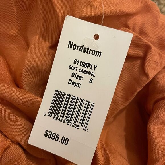 L'Agence chain-link cowl-neck silk dress in soft caramel Size 6 NWOT - Picture 3 of 12